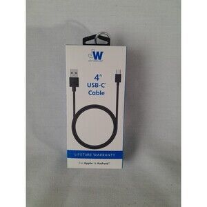 Just Wireless USB to Type-C  4' Cable  connectorNIB